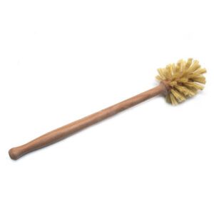 35cm long beech wood dish brush with a round head of natural sisal bristles, shown on a white background.