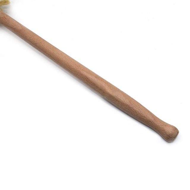 35cm long beech wood dish brush with a round head of natural sisal bristles, shown on a white background.