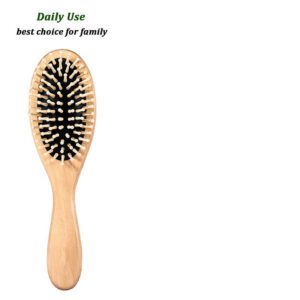 Wooden comb for hair with smooth wooden pins, designed as a lightweight wooden comb brush for gentle scalp care.