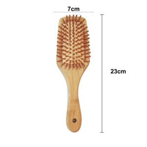 JEYGO Anti-Tangle Hair Brush, featuring a bamboo wooden handle and anti-tangle design, perfect for scalp massage and detangling.