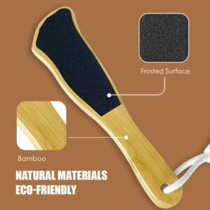 Bamboo foot file with textured exfoliating surface, designed as a natural foot exfoliator for smooth feet.