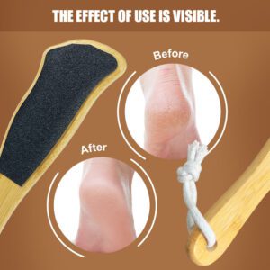 Bamboo foot file with textured exfoliating surface, designed as a natural foot exfoliator for smooth feet.