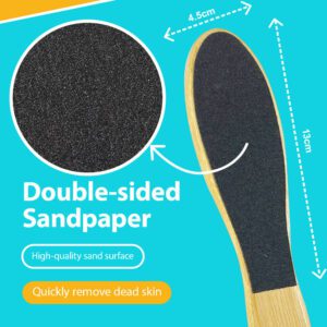Bamboo foot file with pumice-style surface, designed for gentle exfoliation and daily foot care.
