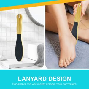 Bamboo foot file with pumice-style surface, designed for gentle exfoliation and daily foot care.