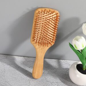 Bamboo hair brushes with wooden pins designed as a scalp massager comb for everyday hair grooming.