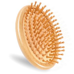 JEYGO Bamboo Massage Comb, designed with natural beech wood bristles, for scalp massaging and hair care.