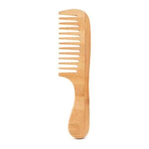 Natural bamboo comb with wide teeth and curved handle, small combs style for gentle grooming and everyday use.