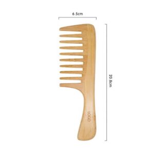 Natural bamboo comb with wide teeth and curved handle, small combs style for gentle grooming and everyday use.
