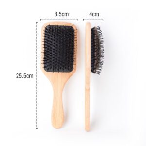 Bamboo comb with air cushion base and mixed bristles, designed as a head massage tool for daily hair care.