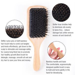 Bamboo comb with air cushion base and mixed bristles, designed as a head massage tool for daily hair care.