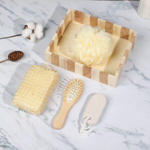 Wooden bath gift set containing natural sisal sponge, exfoliating gloves, and foot care products in a stylish wooden box.