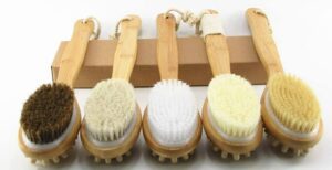 Best 100% Natural Bristle Brushes with Long Handle Bamboo Brush, Body Brush Double Faced brush