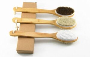 Best 100% Natural Bristle Brushes with Long Handle Bamboo Brush, Body Brush Double Faced brush