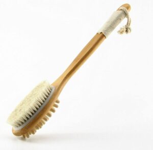 Best 100% Natural Bristle Brushes with Long Handle Bamboo Brush, Body Brush Double Faced brush