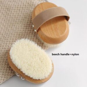 The best dry body brush made of beech wood and soft bristles, perfect for exfoliating and rejuvenating skin.