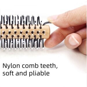 Two slim wooden roller brush for hair tools with nylon pins, designed for blow-dry styling and smooth shaping.
