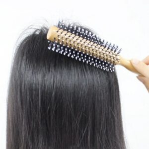 Two slim wooden roller brush for hair tools with nylon pins, designed for blow-dry styling and smooth shaping.