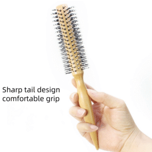 Two slim wooden roller brush for hair tools with nylon pins, designed for blow-dry styling and smooth shaping.