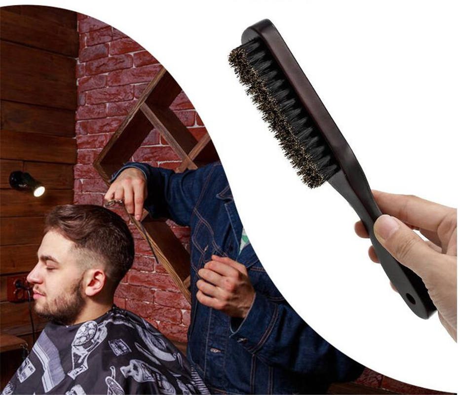 JEYGO boar bristle beard cleaning brush with wooden handle, designed for precise beard grooming and styling.