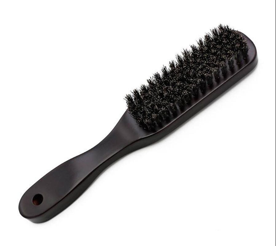JEYGO boar bristle beard cleaning brush with wooden handle, designed for precise beard grooming and styling.