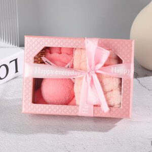 Pink Christmas bath towel gift set with towel bear and accessories, designed for wholesale body care gift set suppliers.