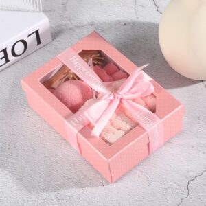 Pink Christmas bath towel gift set with towel bear and accessories, designed for wholesale body care gift set suppliers.