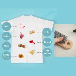 JEYGO handheld laundry brush with wooden handle and durable plastic bristles for effective clothes cleaning.