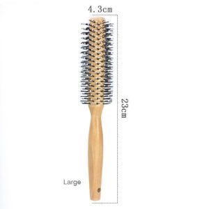 Set of wooden round curling brush tools with nylon pins and cushioned tips, shown as a curling round brush trio.