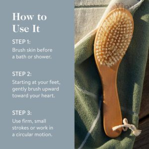 A premium boar bristle bath brush with bamboo handle, designed for exfoliating and improving skin health.