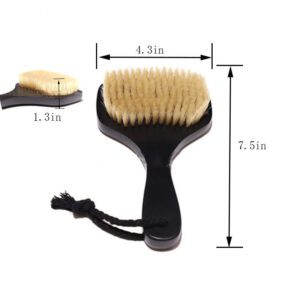 A natural bristle dry brush for body scrub massage, designed for exfoliating and rejuvenating the skin.