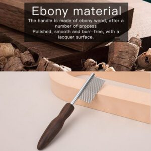 Ebony wood pet grooming comb with stainless steel teeth for effective hair removal and detangling.