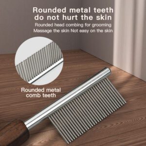 Ebony wood pet grooming comb with stainless steel teeth for effective hair removal and detangling.
