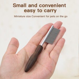 Ebony wood pet grooming comb with stainless steel teeth for effective hair removal and detangling.