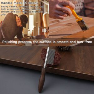 Ebony wood pet grooming comb with stainless steel teeth for effective hair removal and detangling.