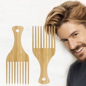 JEYGO bamboo hair comb with wide teeth design, ideal for gentle detangling and everyday hair grooming.