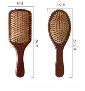 Wooden hair growth comb with rounded massage pins, designed to stimulate the scalp and support healthy brushing routines.