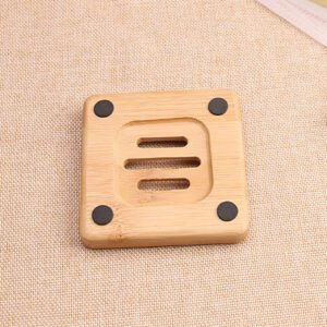 JEYGO bamboo soap tray for shower use, square design with drainage slots to keep bar soap dry.