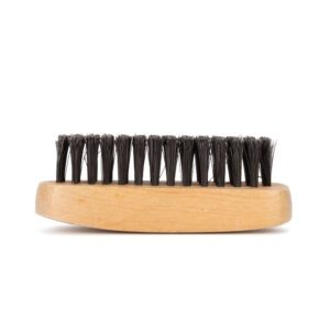 JEYGO boar bristle brush with a solid wooden handle, designed for men’s daily grooming and beard care routines.