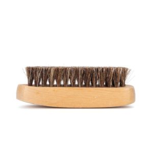 JEYGO boar bristle brush with a solid wooden handle, designed for men’s daily grooming and beard care routines.