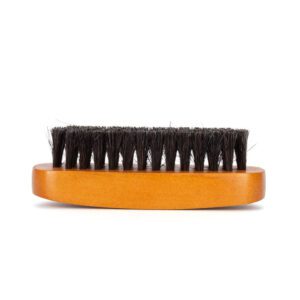 JEYGO boar bristle brush with a solid wooden handle, designed for men’s daily grooming and beard care routines.