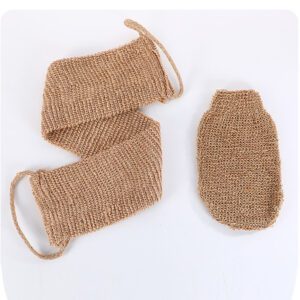 JEYGO Flax Exfoliating Glove and Bath Scrubber Set, designed for natural skin exfoliation and smoother skin.
