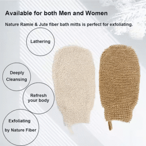JEYGO Jute Exfoliating Bath Glove, designed to exfoliate and rejuvenate your skin naturally.