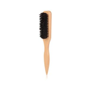 JEYGO beard styling brush with natural boar bristles and wooden handle, designed for shaping, straightening, and daily beard care.