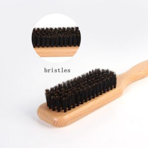 JEYGO beard styling brush with natural boar bristles and wooden handle, designed for shaping, straightening, and daily beard care.