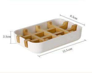JEYGO bamboo soap dish with detachable wooden grid, designed to keep soap dry and extend soap life.