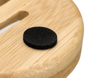 JEYGO round bamboo bathroom soap dish holder with drainage slots for keeping soap dry and clean.