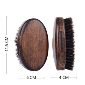 JEYGO beech wood boar hair beard brush with oval design, ideal for beard grooming, facial massage, and classic shaving care.