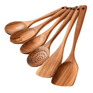 JEYGO Wooden Cooking Utensil Set, perfect for your kitchen with ergonomic wooden handles and durable wooden spoons.
