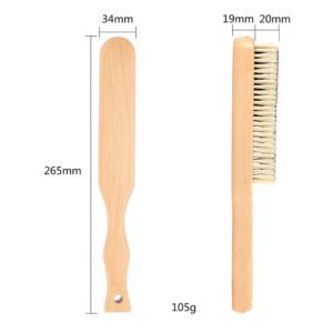 JEYGO clothes brush with wooden handle and mixed bristles, designed for gentle and effective clothing cleaning.