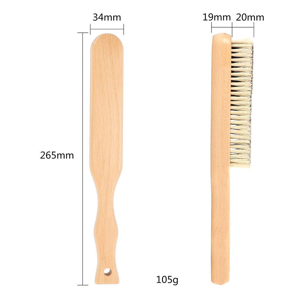 JEYGO clothes brush with wooden handle and mixed bristles, designed for gentle and effective clothing cleaning.